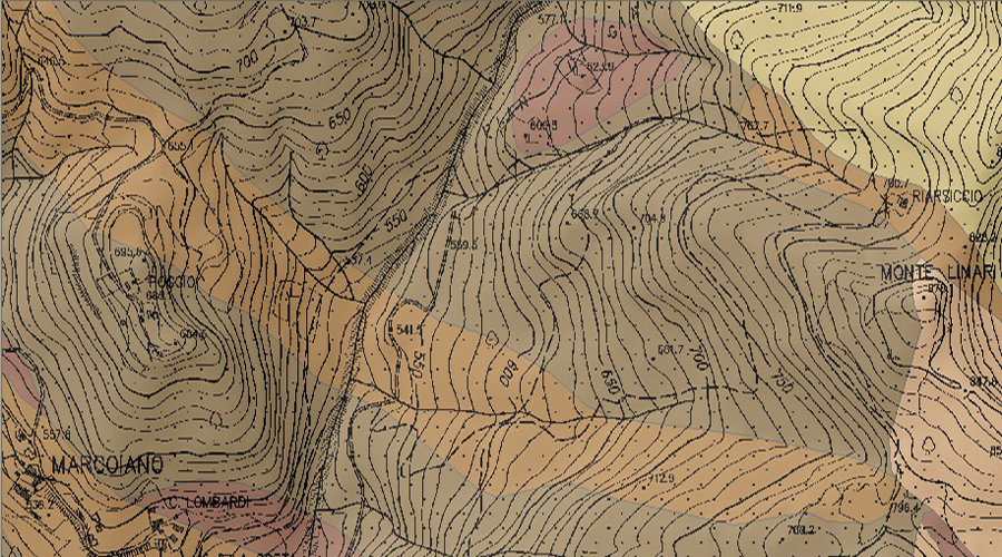 Cartografia tematica geologica su DTM