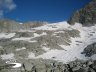 Vedretta del Torbo - Sulla cresta rocciosa il rifugio Vittorio Veneto al Sasso Nero 2925m